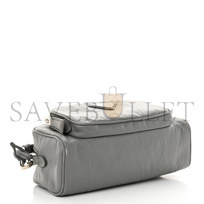 PRADA NAPPA ANTIQUE SHOULDER BAG MULTI POCKET GREY 1BH198 (22*10.5*7cm) 